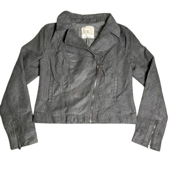 Anthropologie Hei Hei Moto Jacket Womens S Gray Lightweight Fall Layer Street - Picture 2 of 8